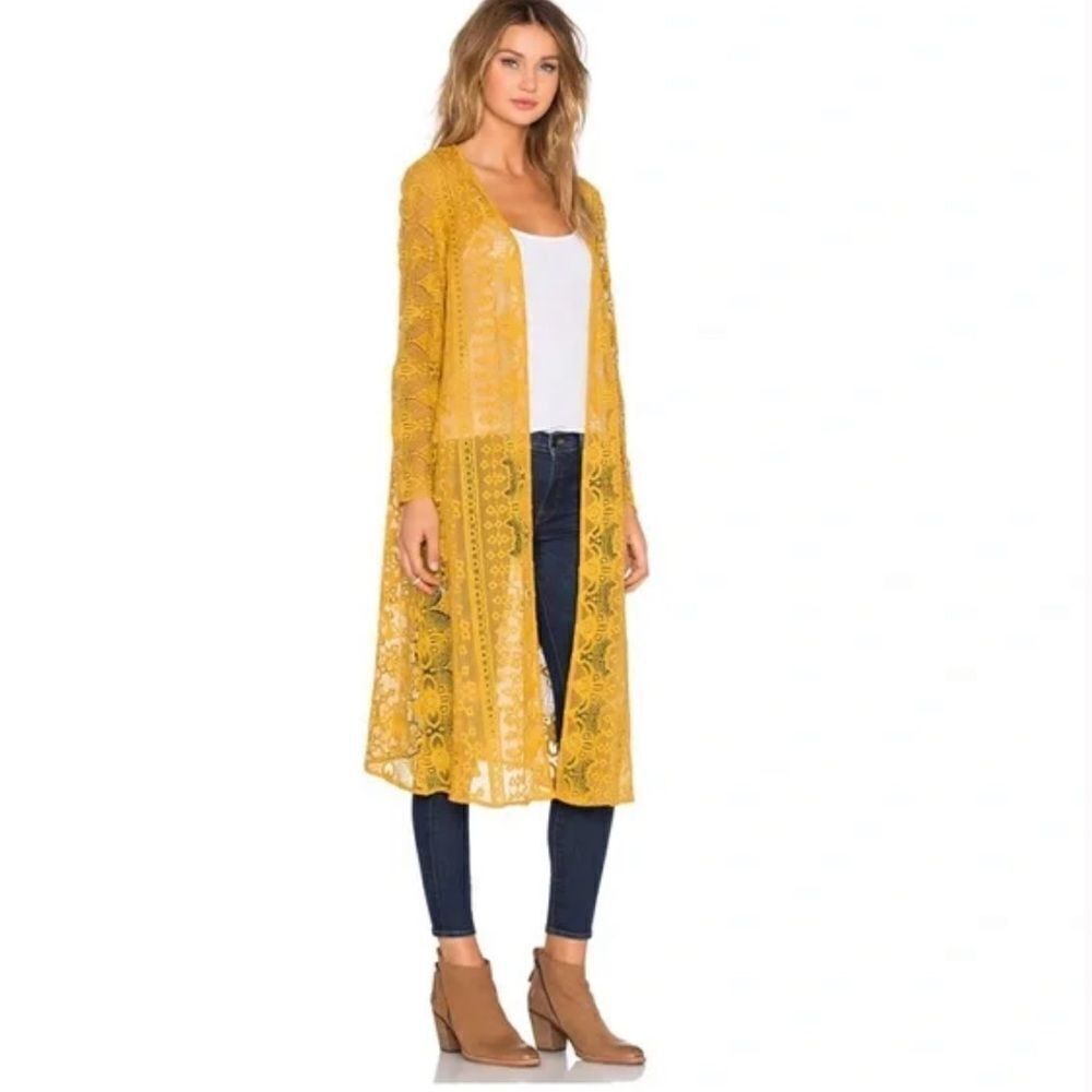 For Love & Lemons Sienna Kimono crochet Goldenrod Sz-O/S